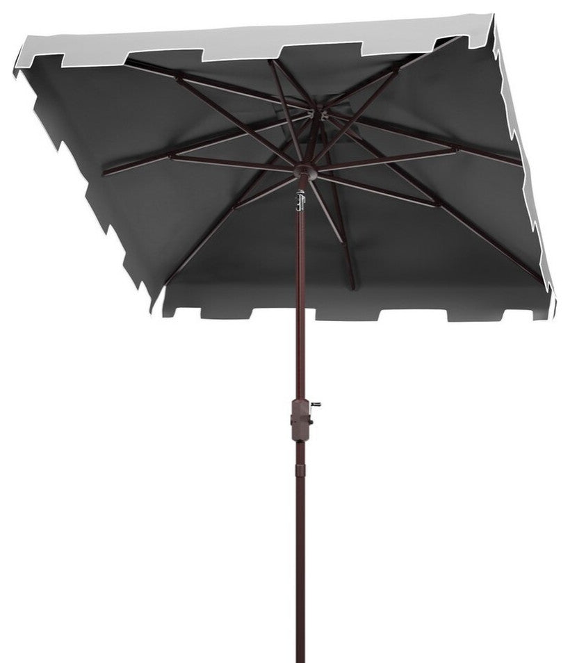 Safavieh Zimmerman 7.5' Square Market Umbrella, Grey / White