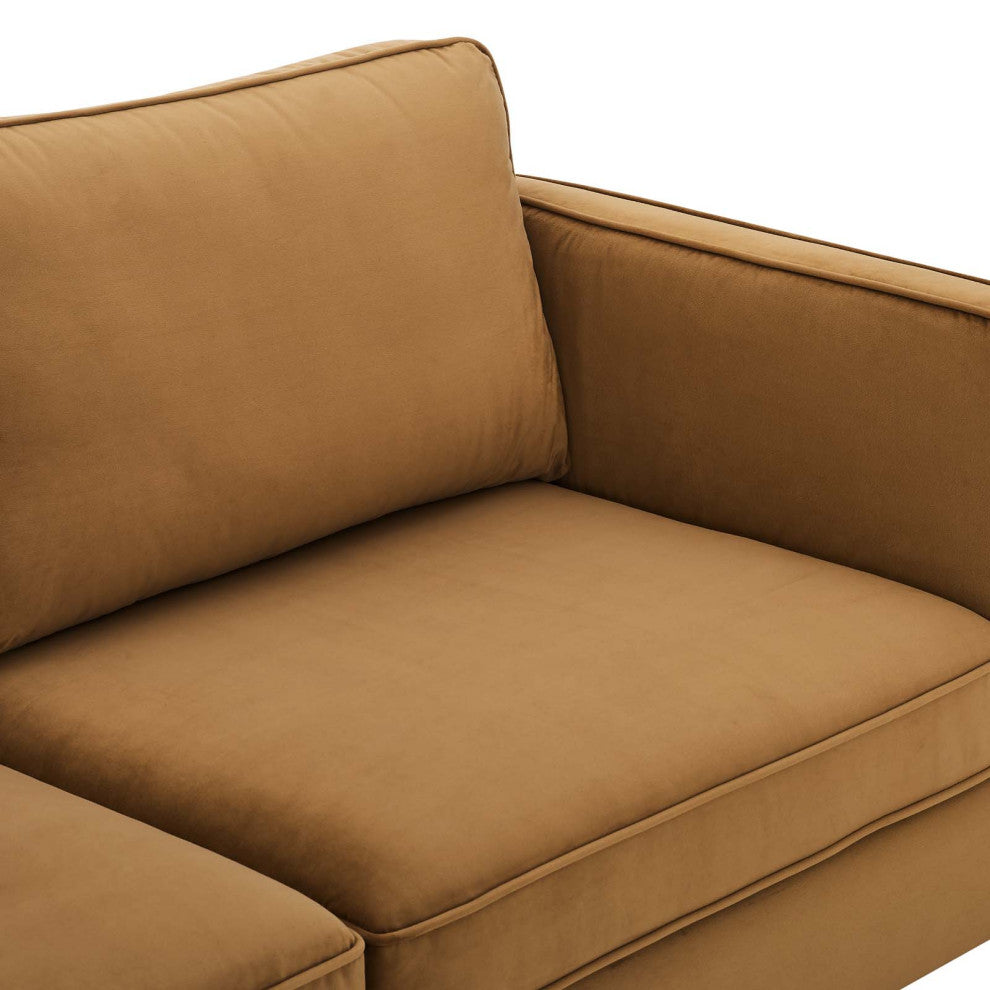 Kaiya Performance Velvet Sofa-Cognac