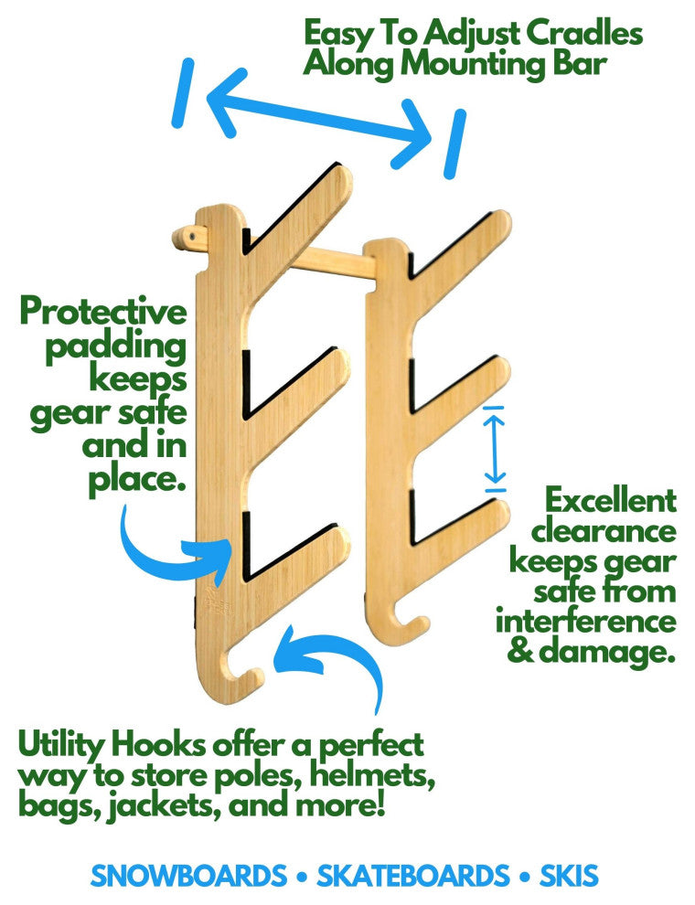 Bamboo Skateboard Rack & Snowboard Rack - The Moloka'i Series, Bamboo, Trip