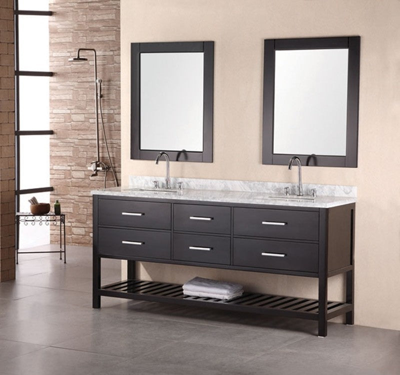 London 72" Double Sink Vanity Set, Espresso
