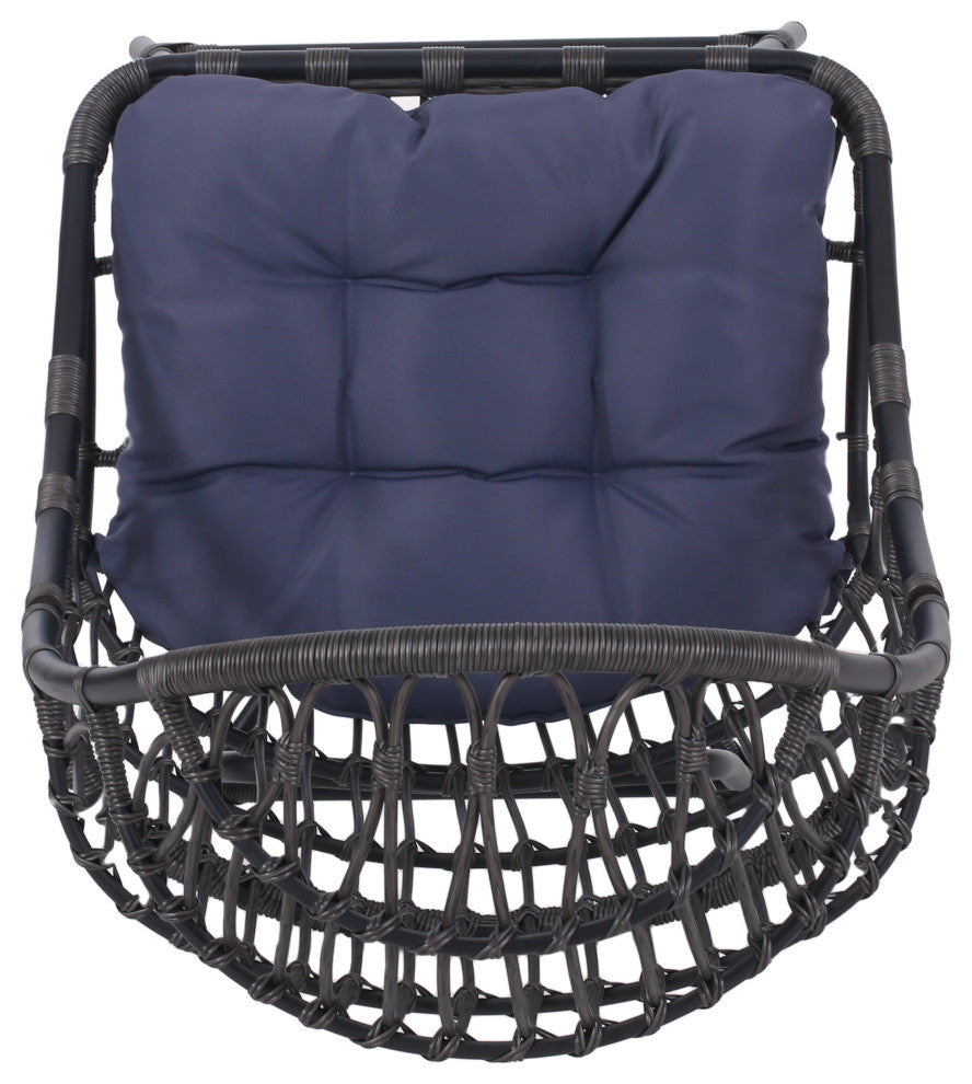 Cortina Outdoor Wicker Basket Chair With Cushion, Dark Gray/Gray