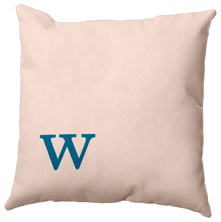 26"x26" Modern Monogram Decorative Throw Pillow, Autumn Blue