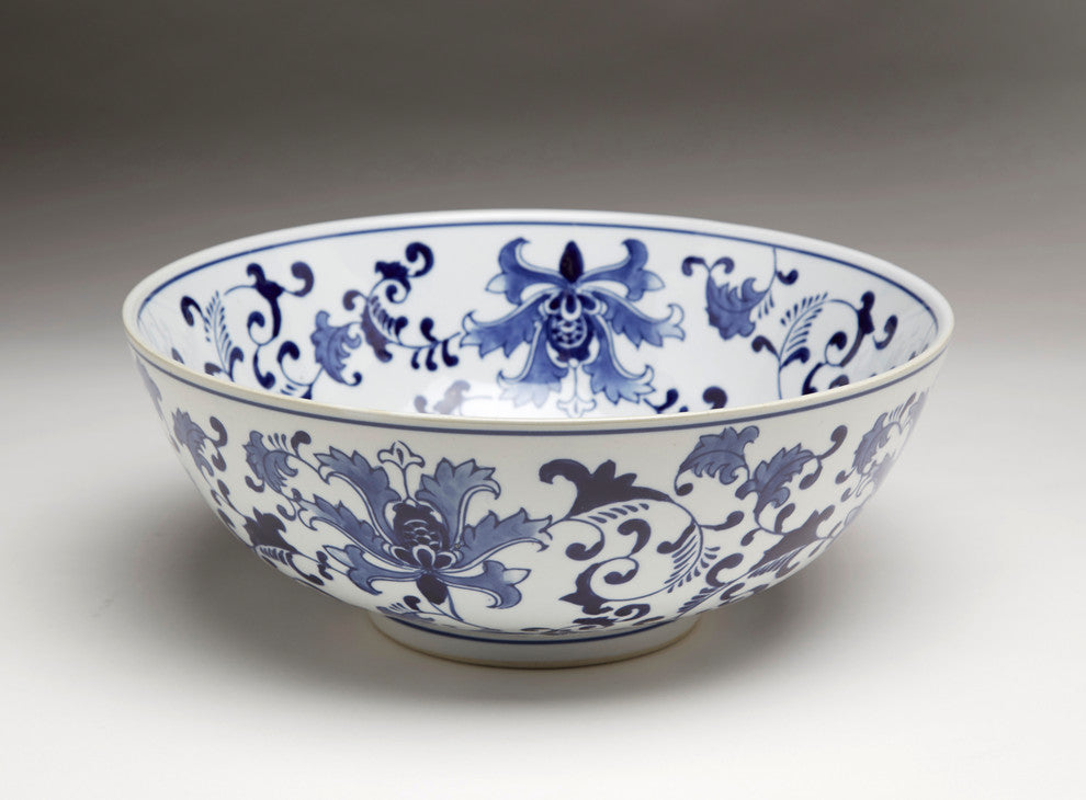 14" Blue and White Bowl