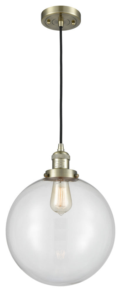 Beacon Mini Pendant, Antique Brass, Clear
