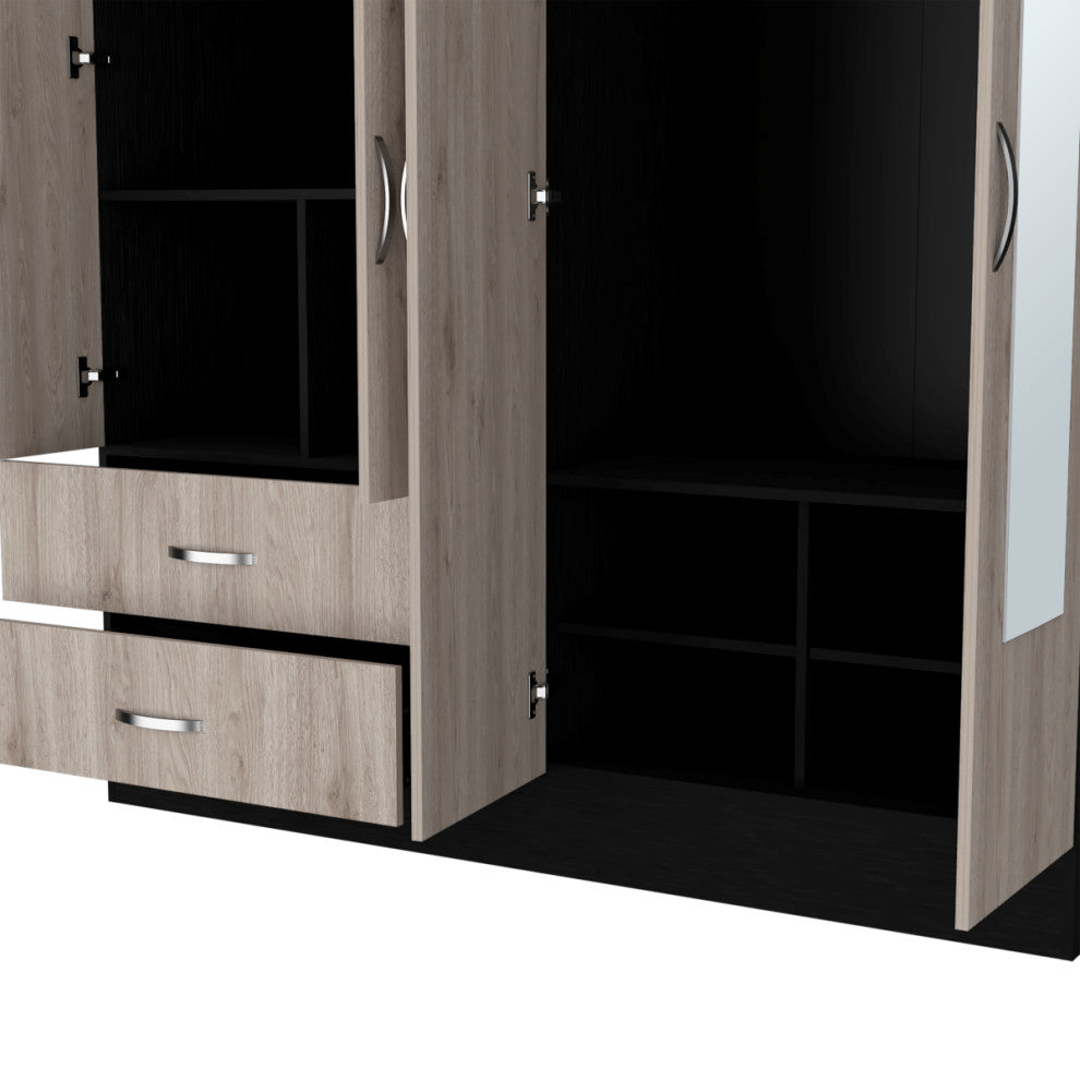 Armoire Ron, Bedroom, Black / Light Gray