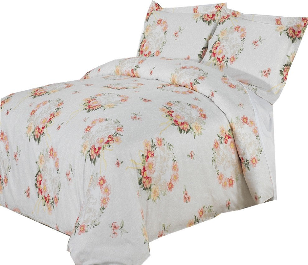 Liza 3-Piece 100% Cotton Printed Duvet Cover Set, Full/Queen
