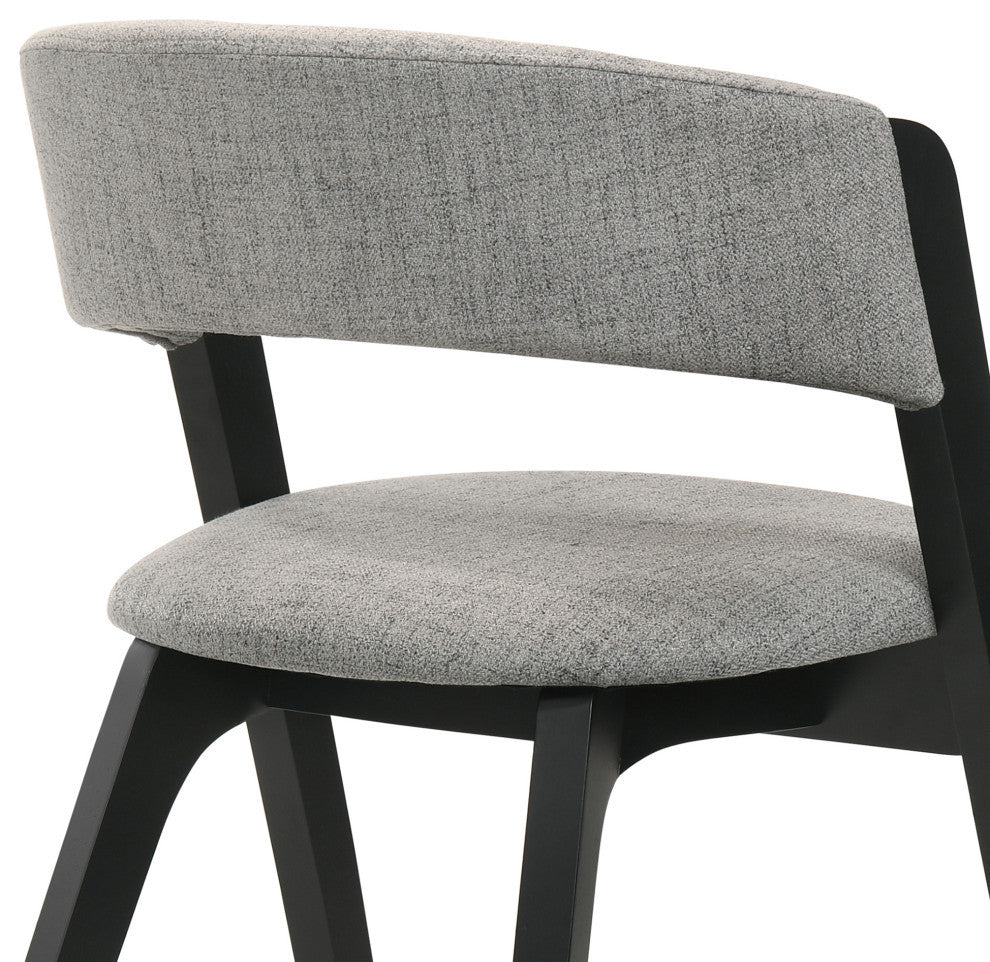 Rowan Accent Dining Chair, Black Finish and Gray Fabric, Set of 2