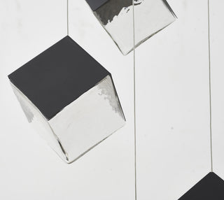 9-Light Black Cubed Chandelier With A Clear Distorted Glass Shades