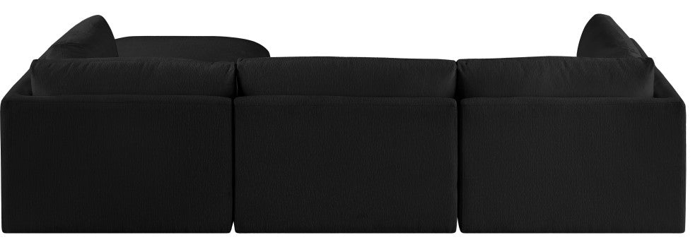 Ease Fabric Upholstered L-Shaped Modular Sectional, Black, 3 Piece: 2 Corner, 1 Armless, 1 Ottoman