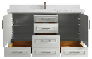 Aberdeen 60 Single Bathroom Vanity in Coventry Gray 2" Calacatta Nuvo