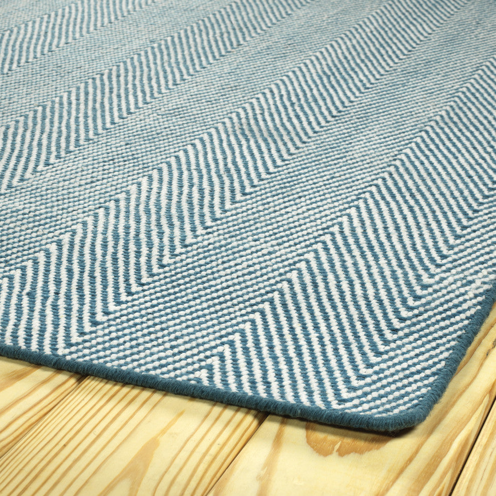 Kaleen Ziggy Hand woven Indoor/Outdoor Polyester Area Rug Denim, 3'x5'