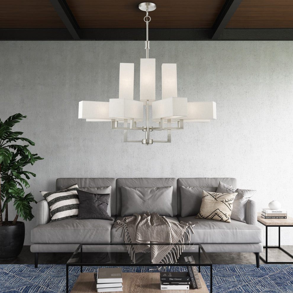 Rubix 12 Light Brushed Nickel Extra Large Foyer Chandelier