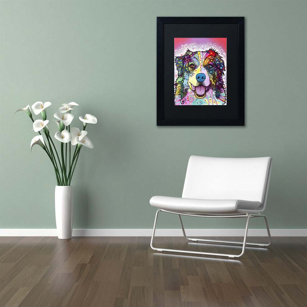 Dean Russo 'Australian Shepherd' Framed Art, Black Frame, 16"x20", Black Matte