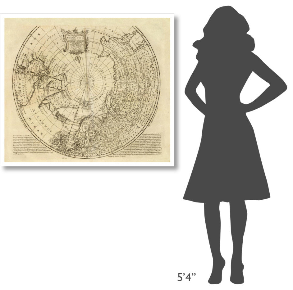 "North Pole, 1747" Digital Paper Print by Emanuel Bowen, 42"x37"