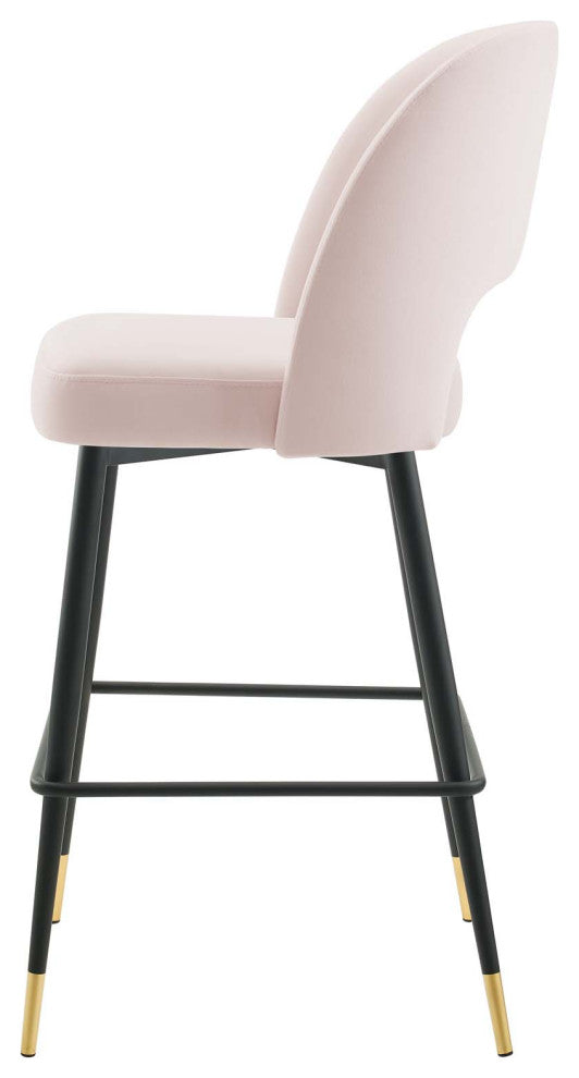Bar Stool Chair Barstool, Velvet, Metal, Pink, Modern, Bar Pub Bistro Restaurant