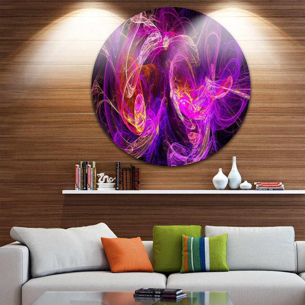 Colored Smoke Blue Purple, Abstract Digital Art Round Wall Art, 23"