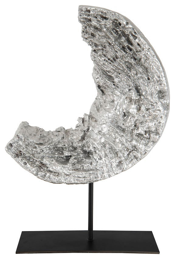 Cast Eroded Wood Circle on Stand, Silver Leaf, Assorted