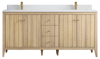 Atlanta Oak 72" Double Sink Bath Vanity, White 1.5" White Quartz