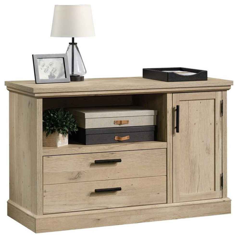 Sauder Aspen Post Engineered Wood Filing Cabinet with Storage in Prime Oak