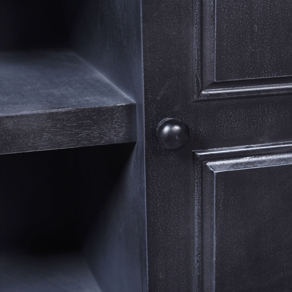 Summit Media Cabinet Black Wooden 2 Textured Door 2 Shelf Media Cabinet