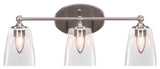 Capri 3-Light Bath Bar, Brushed Nickel/Square Clear Bubble