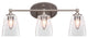 Capri 3-Light Bath Bar, Brushed Nickel/Square Clear Bubble