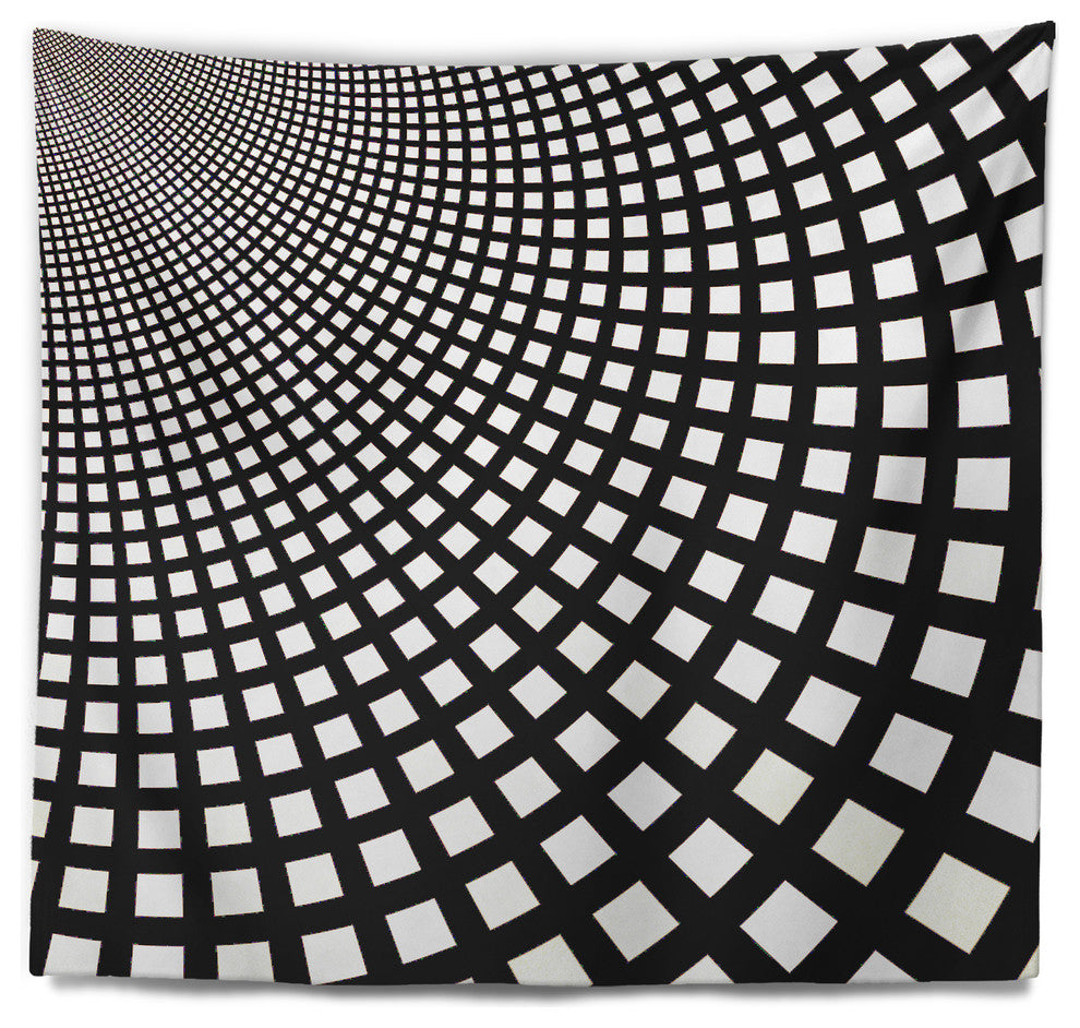 Fractal Square Pixel Mosaic Illustration Abstract Wall Tapestry, 60"x50"
