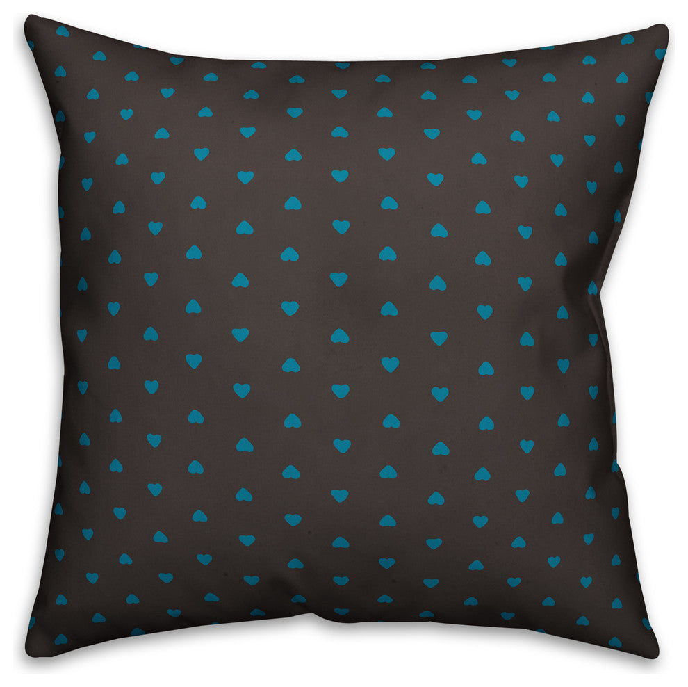 Tiny Hearts Pattern, Blue and Gray Throw Pillow, 20"x20"