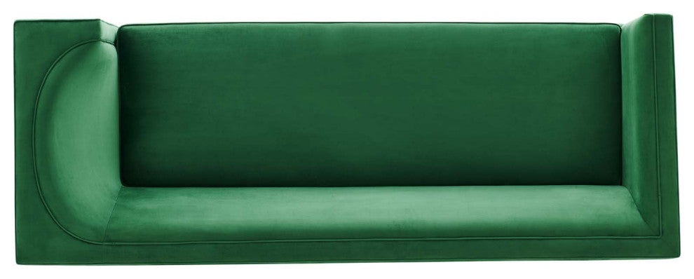 Sofa, Green, Velvet, Modern, Mid Century Living Hotel Lounge Cafe Lobby