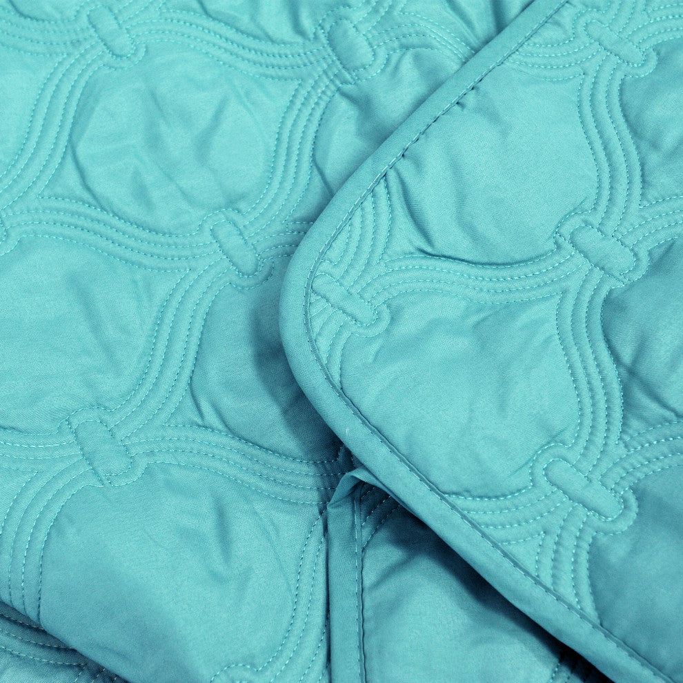 Bradly Down Alternative Quilted Bed Spread Set, Teal, Queen
