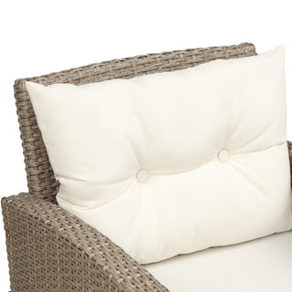 Gewnee Conversation Set Wicker Ratten Sectional Sofa, Beige