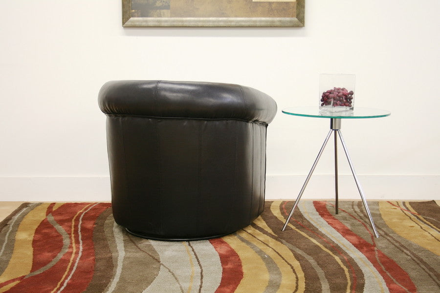 Julian Black Brown Faux Leather Club Chair With 360 Degree Swivel (Set of 2)