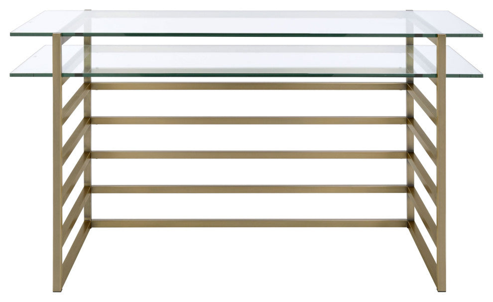 Shona Desk, Antique Gold and Clear Glass