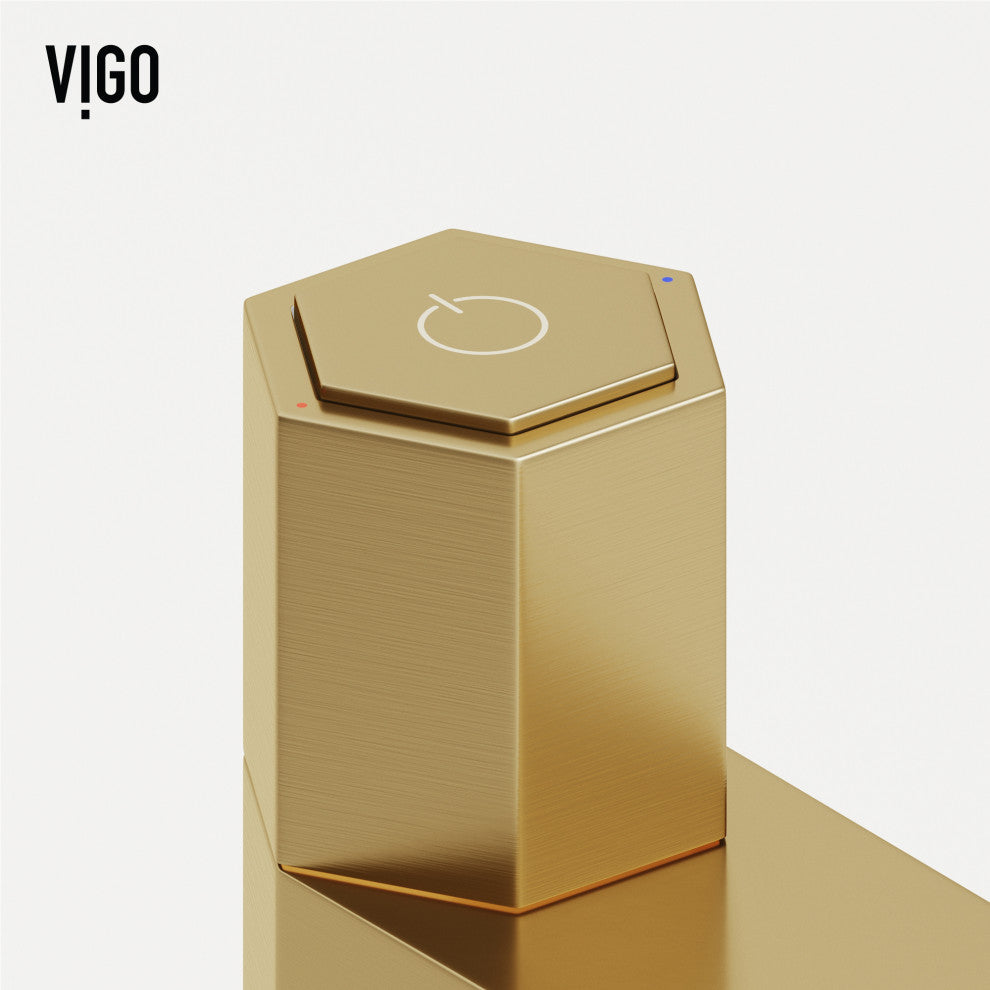 VIGO Nova 8" H Button Operated Single Hole Bathroom Faucet, Matte Brushed Gold, Without Extras