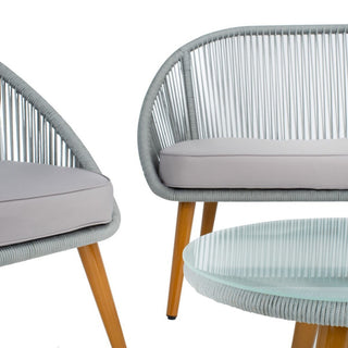 Safavieh Outdoor Halcott 4 Piece Living Set Grey Rope / Grey Cushion / Gold Legs