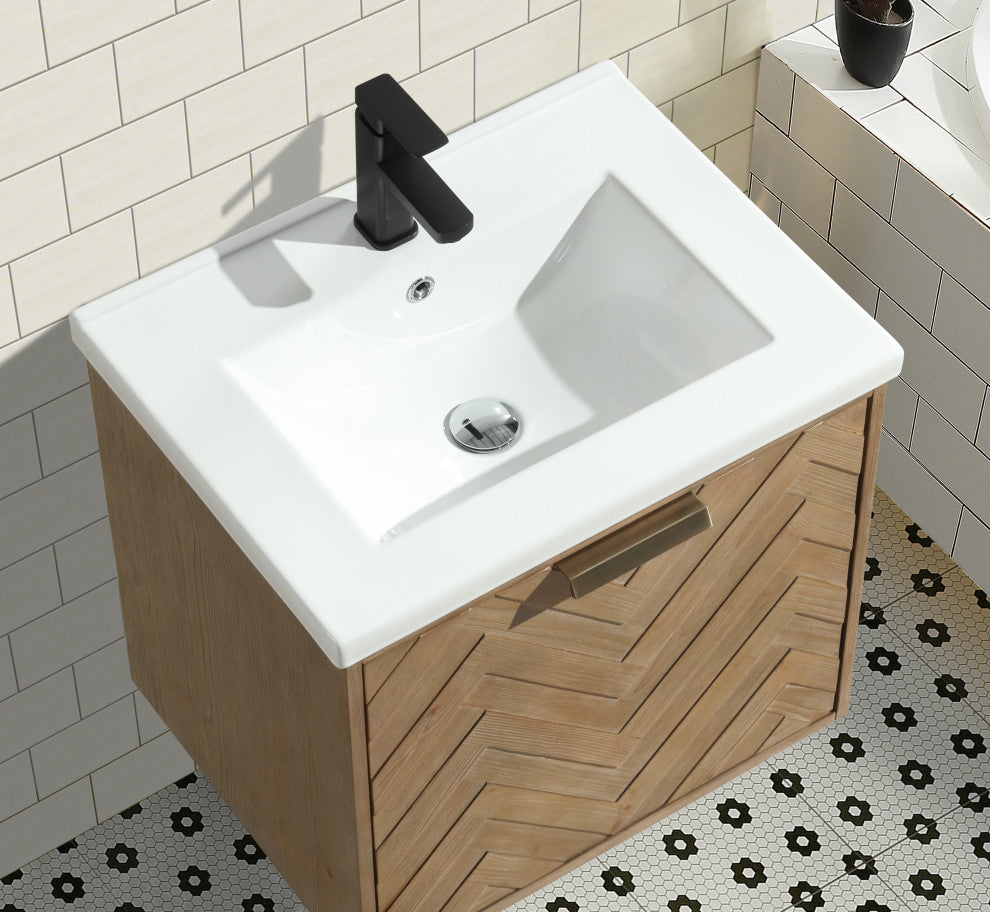 Ari Kitchen and Bath Carlsbad 24" Floating Bathroom Vanity Weathered Fi