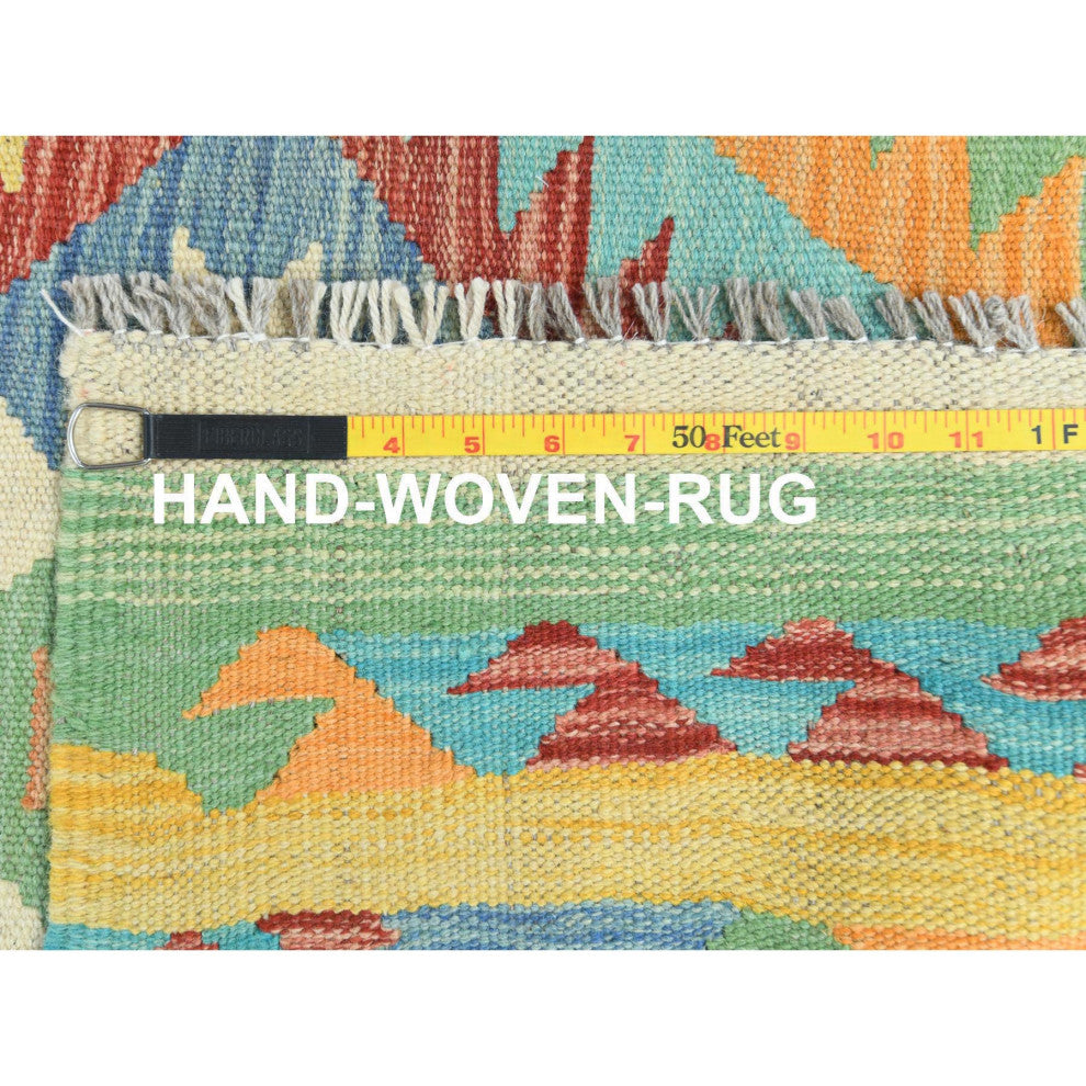 Colorful, Organic Wool Hand Woven, Afghan Kilim Oriental Rug, 2'10"x4'8"