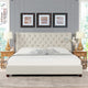 Manhattan Shelter King Platform Bed Frame, Light Beige Linen