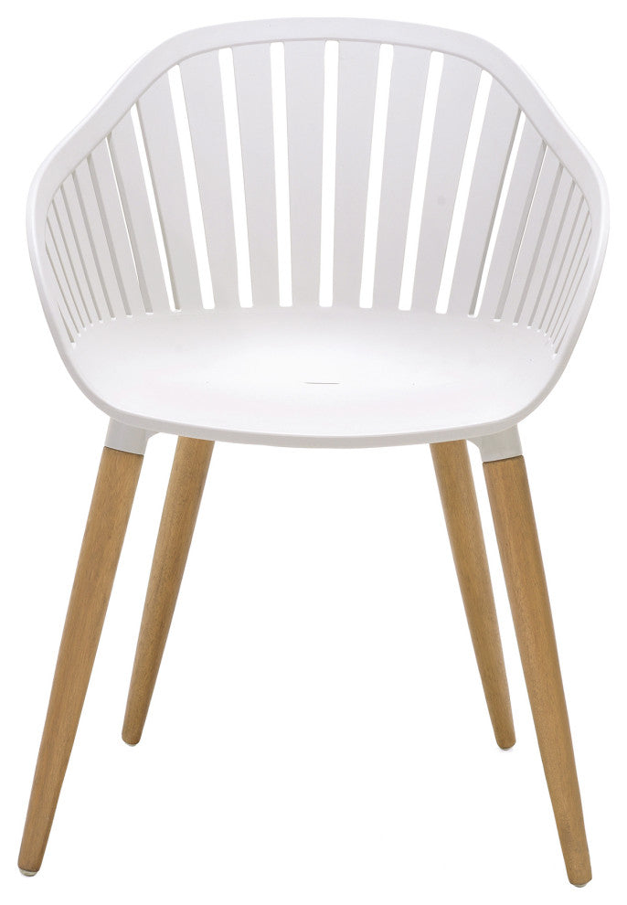 Nassau Outdoor Arm Dining Chairs in Sand Taupe Finish with Wood legs- Set of 2