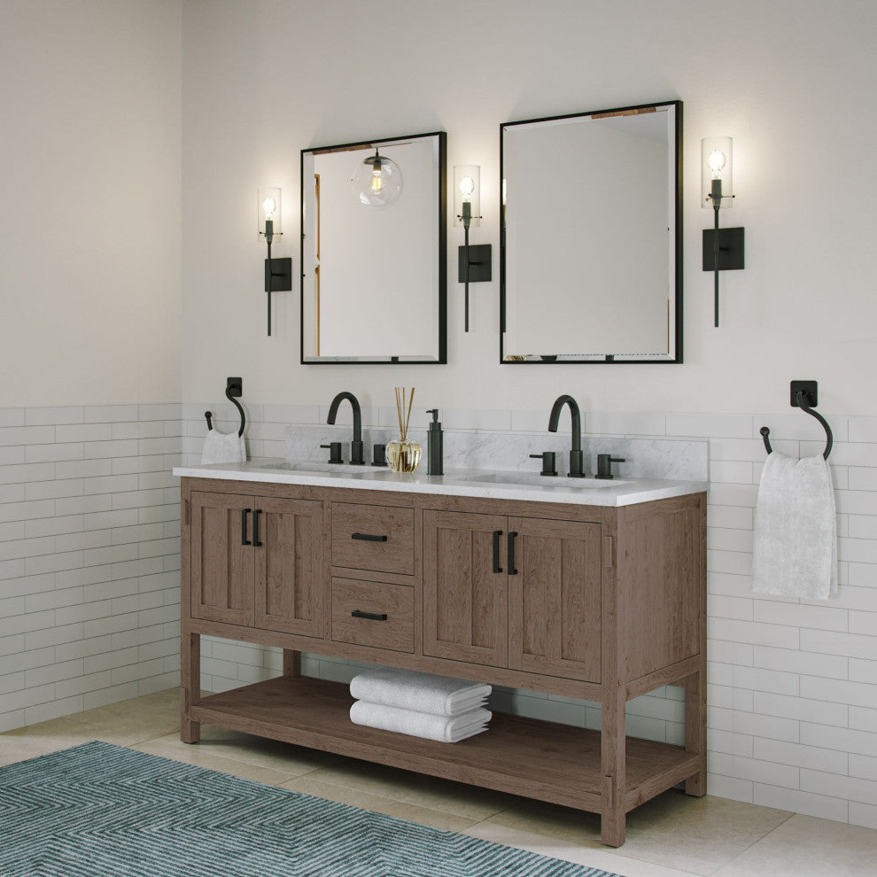 The Betsy Bathroom Vanity, Brown, 60", Double Sink, Freestanding