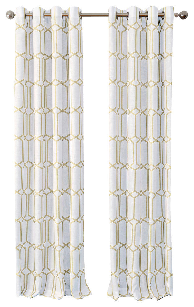 Kaiden Geometric Room Darkening Window Curtain, Golden Yellow, 52"x95"