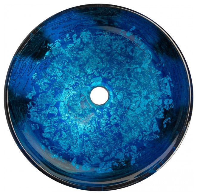 Eden Bath EB_GS63 Vibrant Blue Foil Glass Vessel Sink