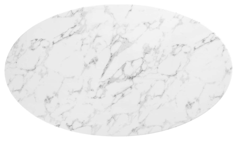 Modway Lippa 54" Oval Artificial Marble Dining Table, White