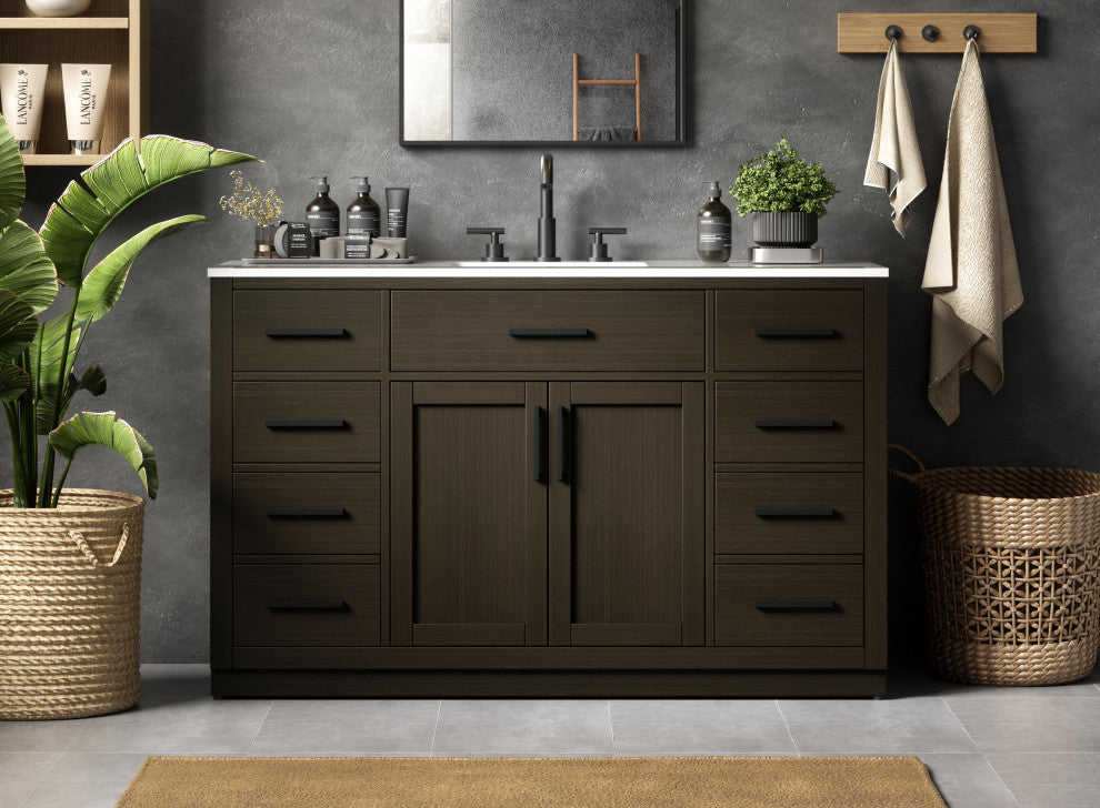 Home Living 54" Single Bathroom Vanity, Mocha Brown