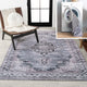 Wincer Chenille Cottage Medallion Washable Rug, Navy/Gray/Black, 5 X 8