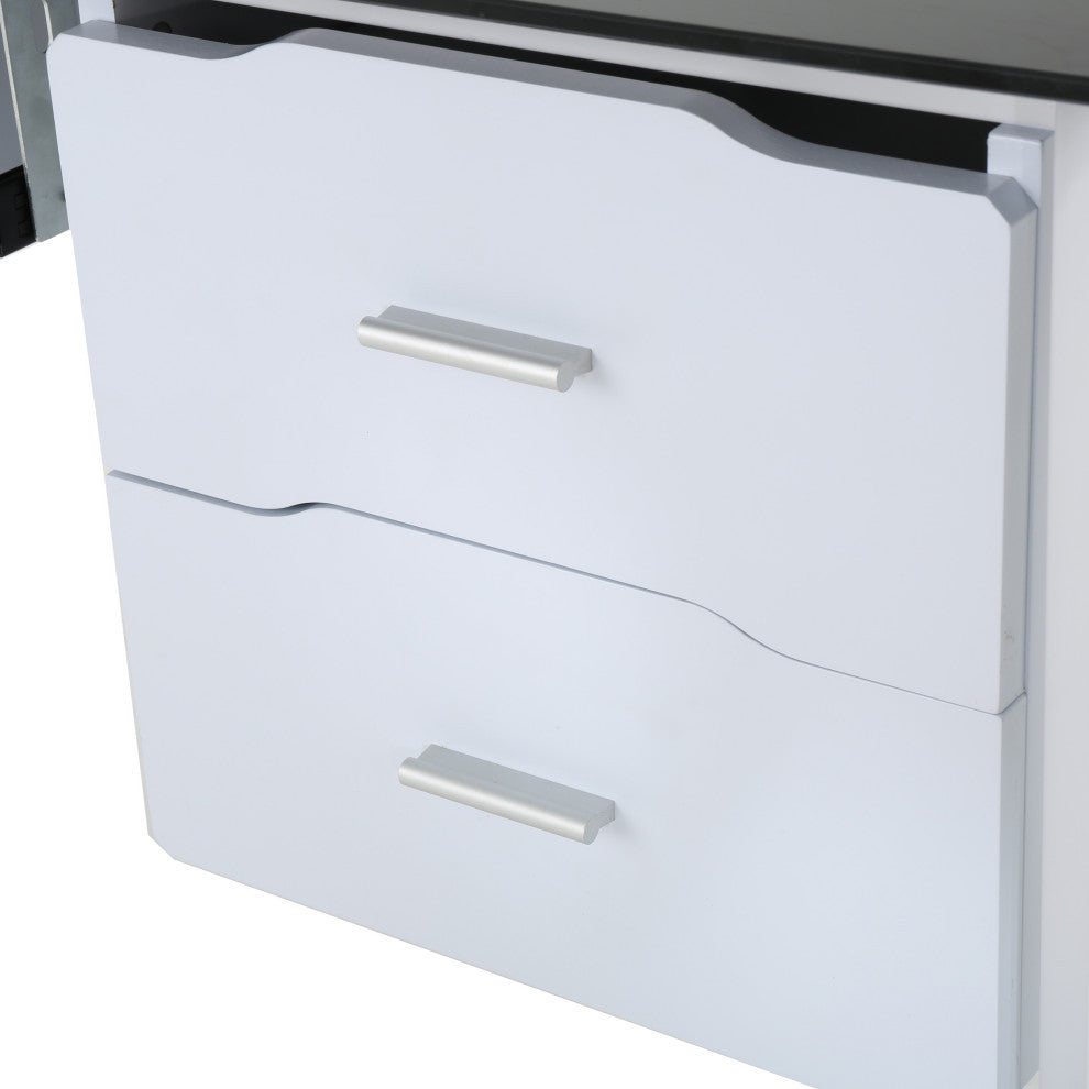 GDF Studio Rivendell Black Tempered Glass Computer Desk