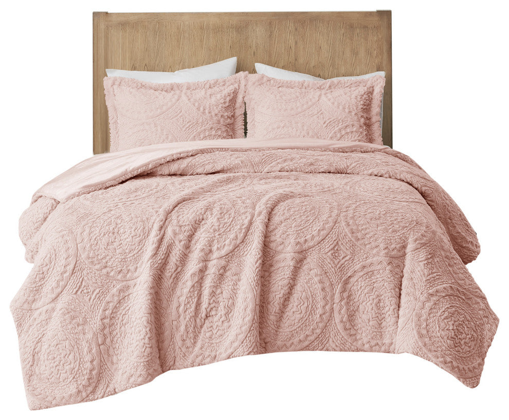 Madison Park Arya Medallion Faux Fur Plush Comforter Mini Set