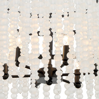 Poppy 6-Light Matte Black Chandelier, Frosted Glass Beads
