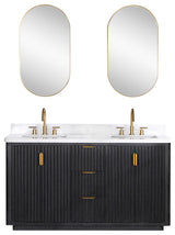 Vinnova Cadiz Bath Vanity, Composite Stone Top, Black, 60", With Mirror
