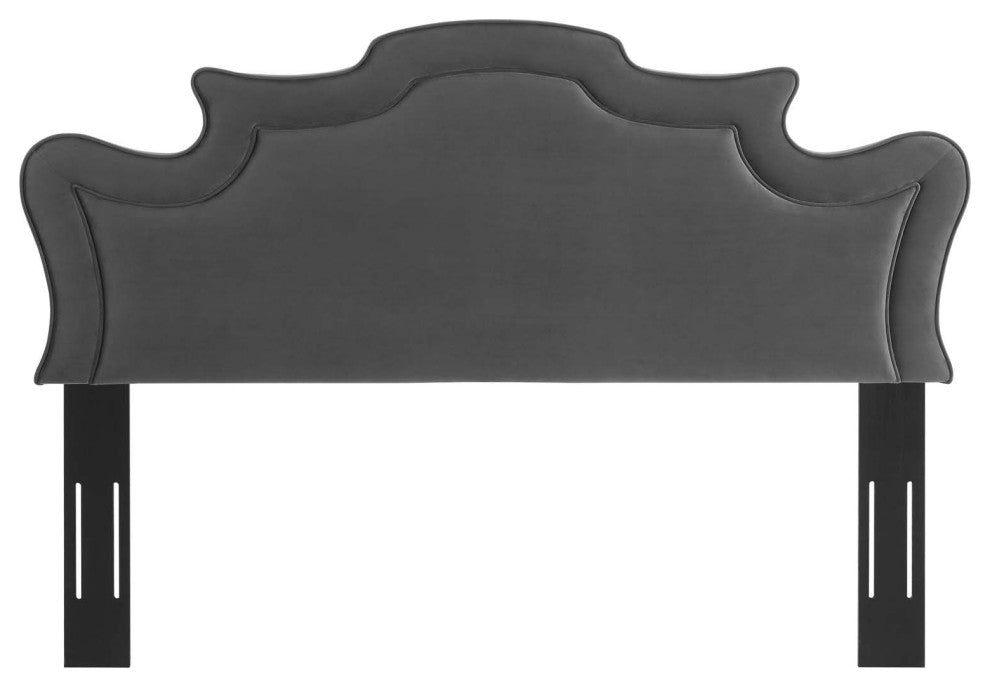 Evangeline Performance Velvet Twin Headboard, Charcoal